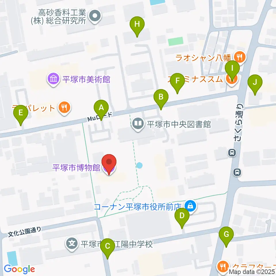 平塚市博物館周辺の駐車場・コインパーキング一覧地図