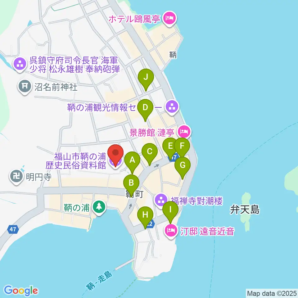 福山市鞆の浦歴史民俗資料館周辺の駐車場・コインパーキング一覧地図