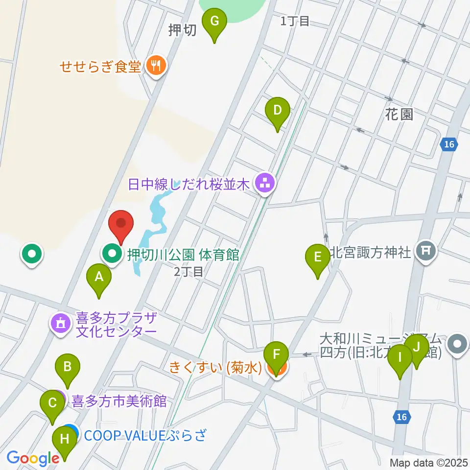 押切川公園レゾナック体育館周辺の駐車場・コインパーキング一覧地図