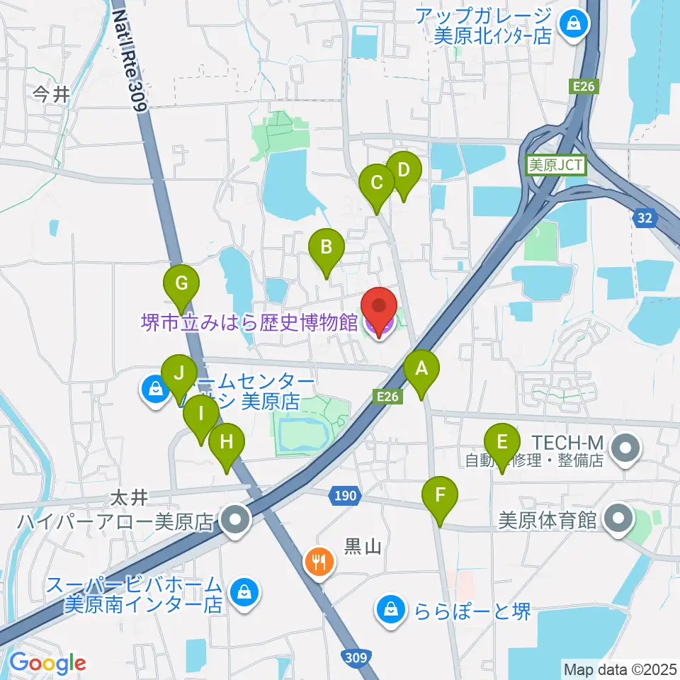 堺市立みはら歴史博物館周辺の駐車場・コインパーキング一覧地図