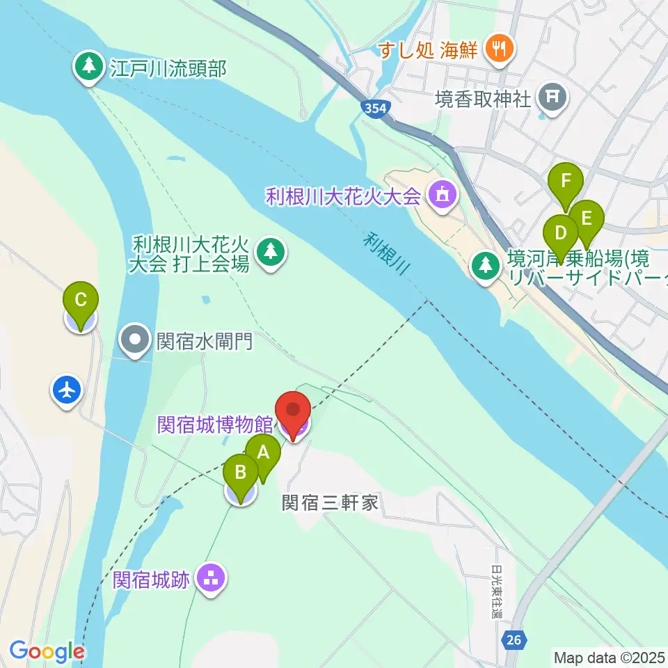 千葉県立関宿城博物館周辺の駐車場・コインパーキング一覧地図