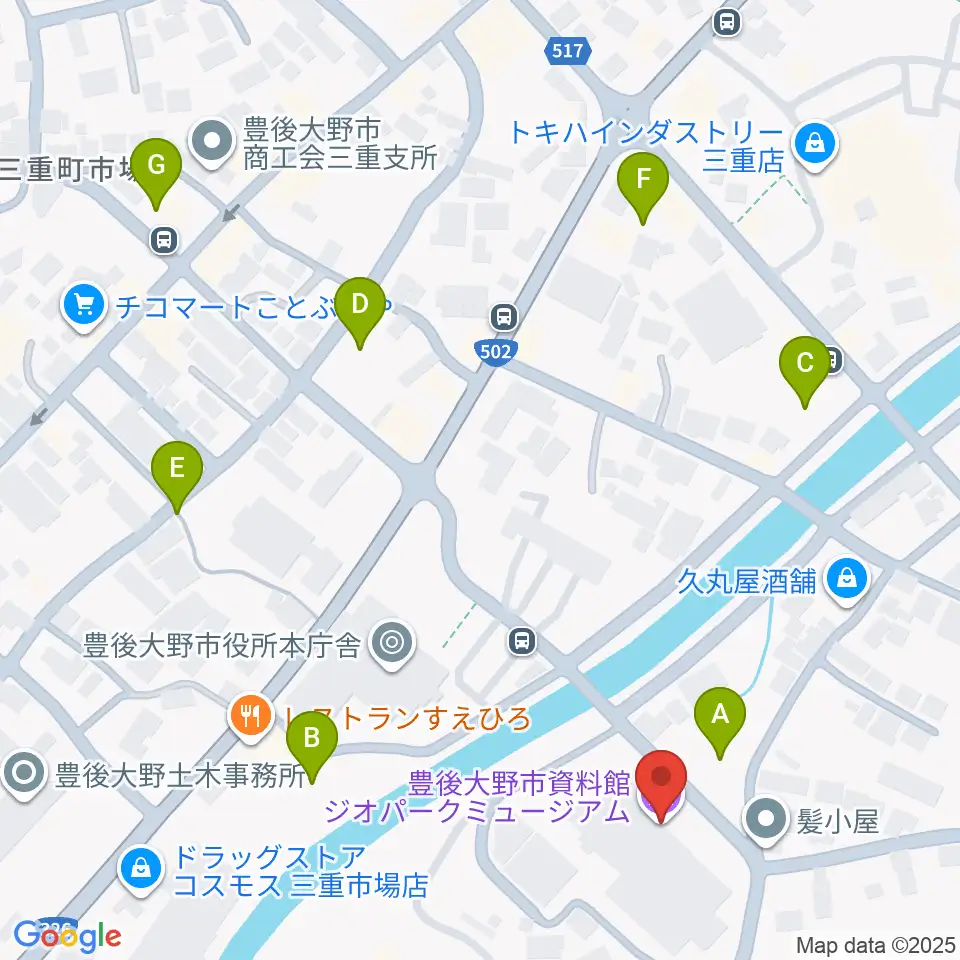 豊後大野市資料館周辺の駐車場・コインパーキング一覧地図