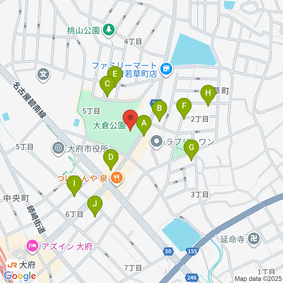 大府市歴史民俗資料館周辺の駐車場・コインパーキング一覧地図