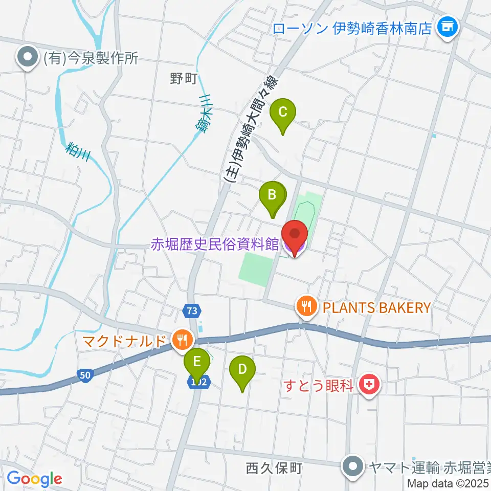 赤堀歴史民俗資料館周辺の駐車場・コインパーキング一覧地図