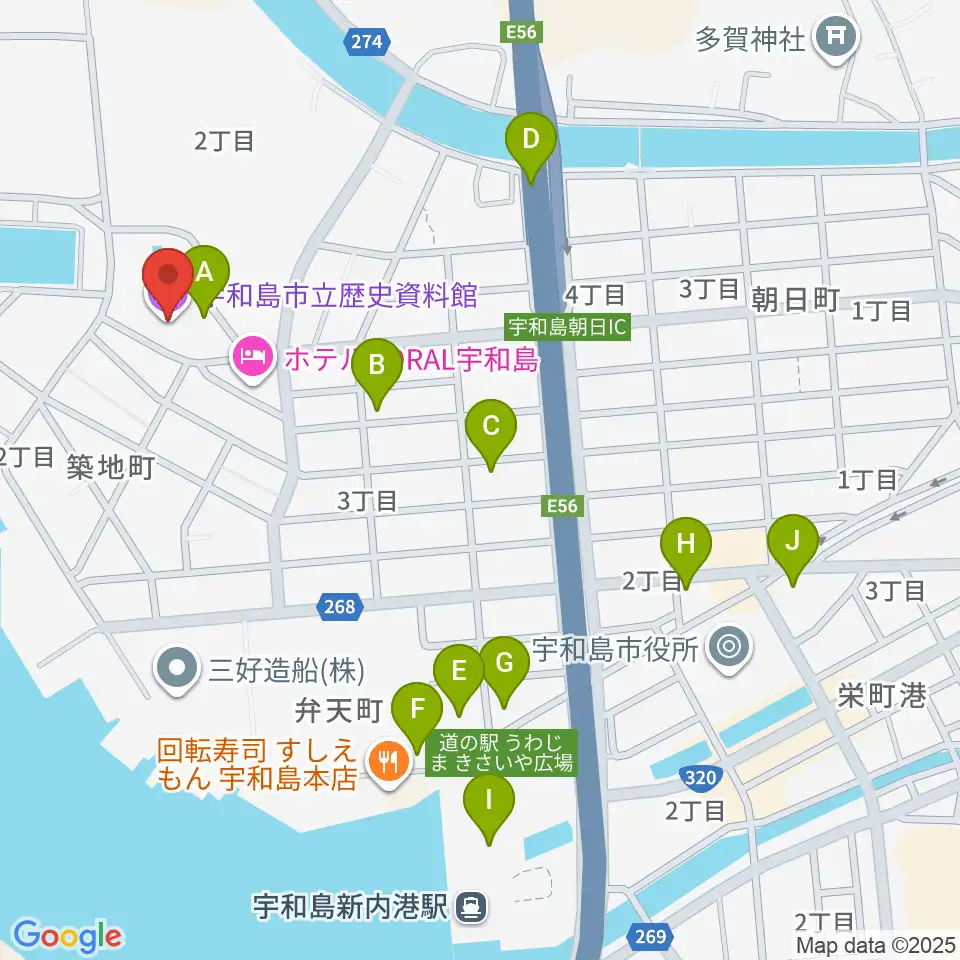 宇和島市立歴史資料館周辺の駐車場・コインパーキング一覧地図