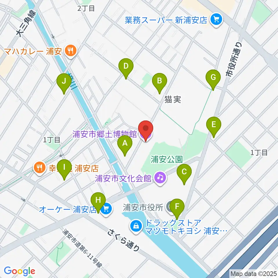 浦安市郷土博物館周辺の駐車場・コインパーキング一覧地図