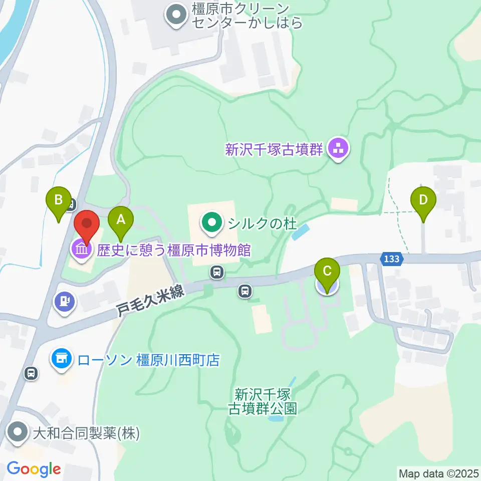 歴史に憩う橿原市博物館周辺の駐車場・コインパーキング一覧地図