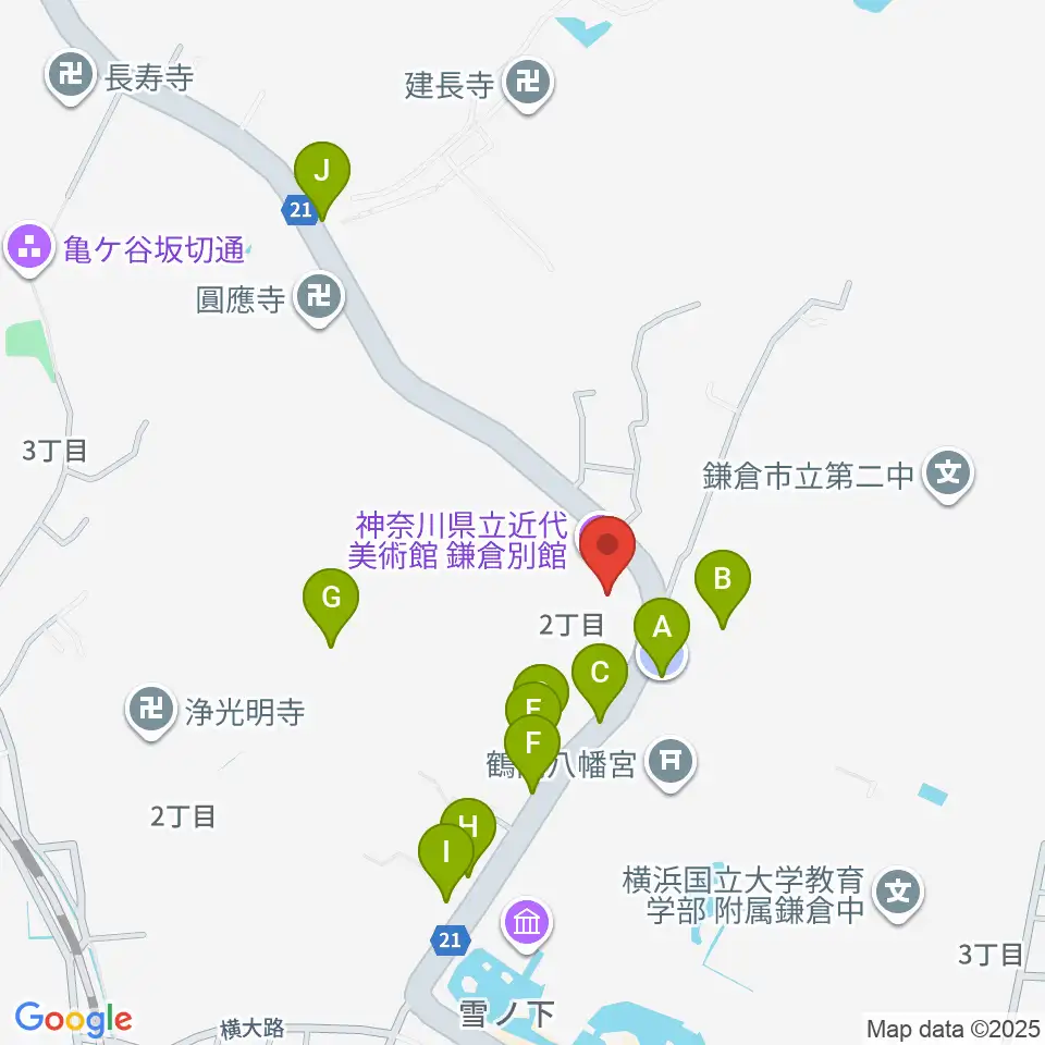 神奈川県立近代美術館 鎌倉別館周辺の駐車場・コインパーキング一覧地図