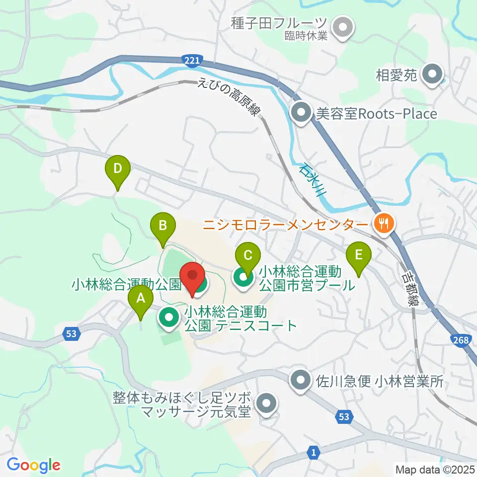ひいらぎ陸上競技場周辺の駐車場・コインパーキング一覧地図