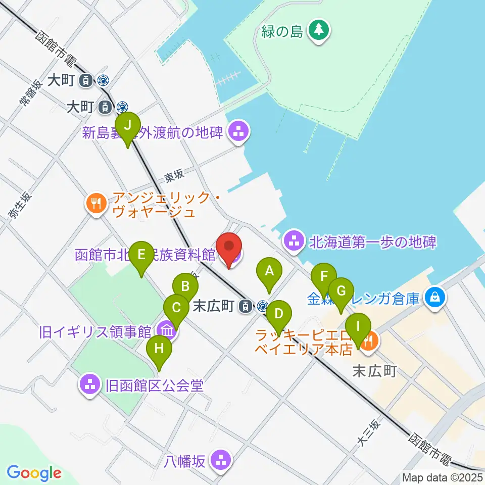函館市北方民族資料館周辺の駐車場・コインパーキング一覧地図