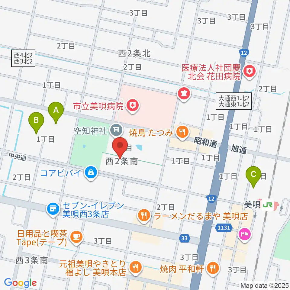 美唄市郷土史料館周辺の駐車場・コインパーキング一覧地図