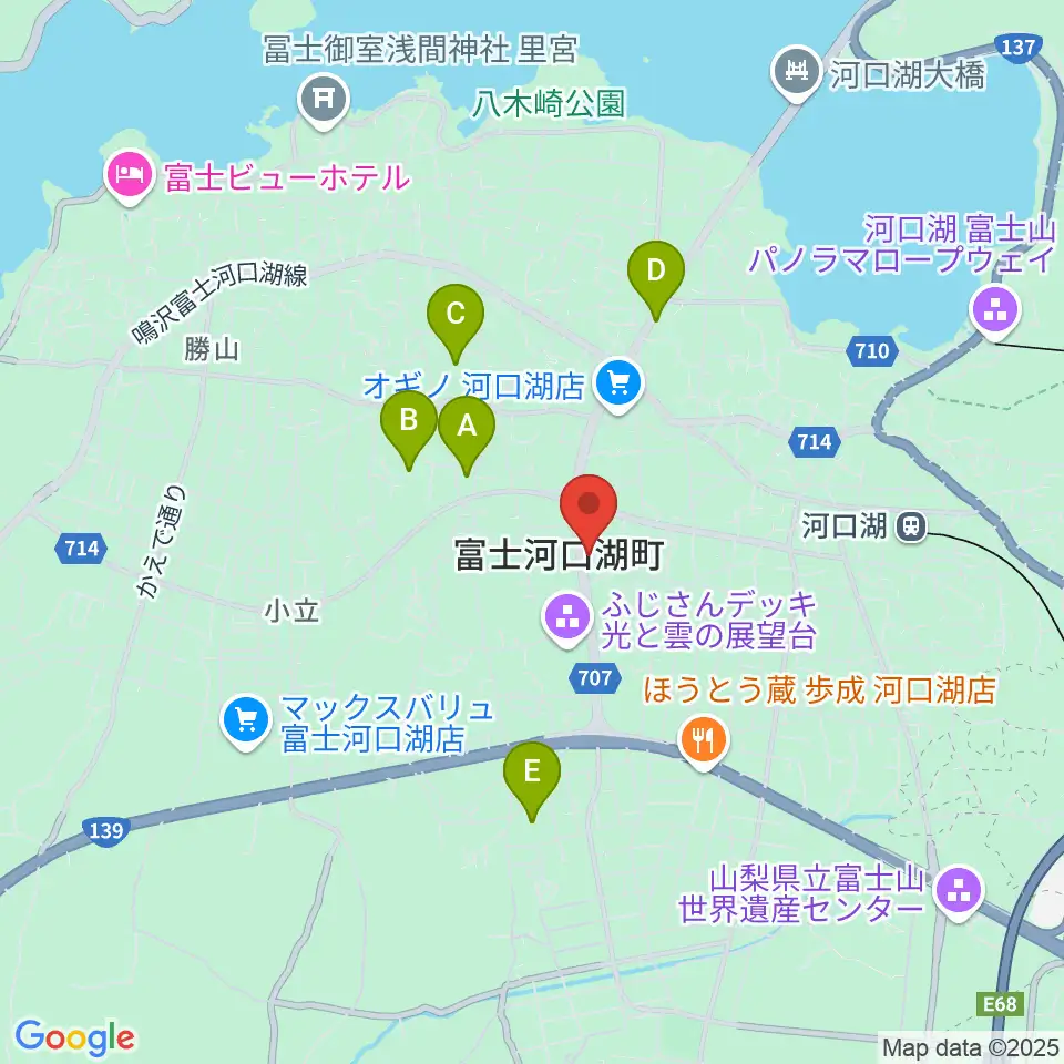 河口湖キャメロット周辺の駐車場・コインパーキング一覧地図