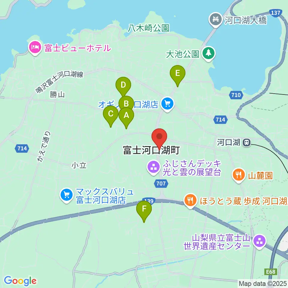 河口湖キャメロット周辺の駐車場・コインパーキング一覧地図