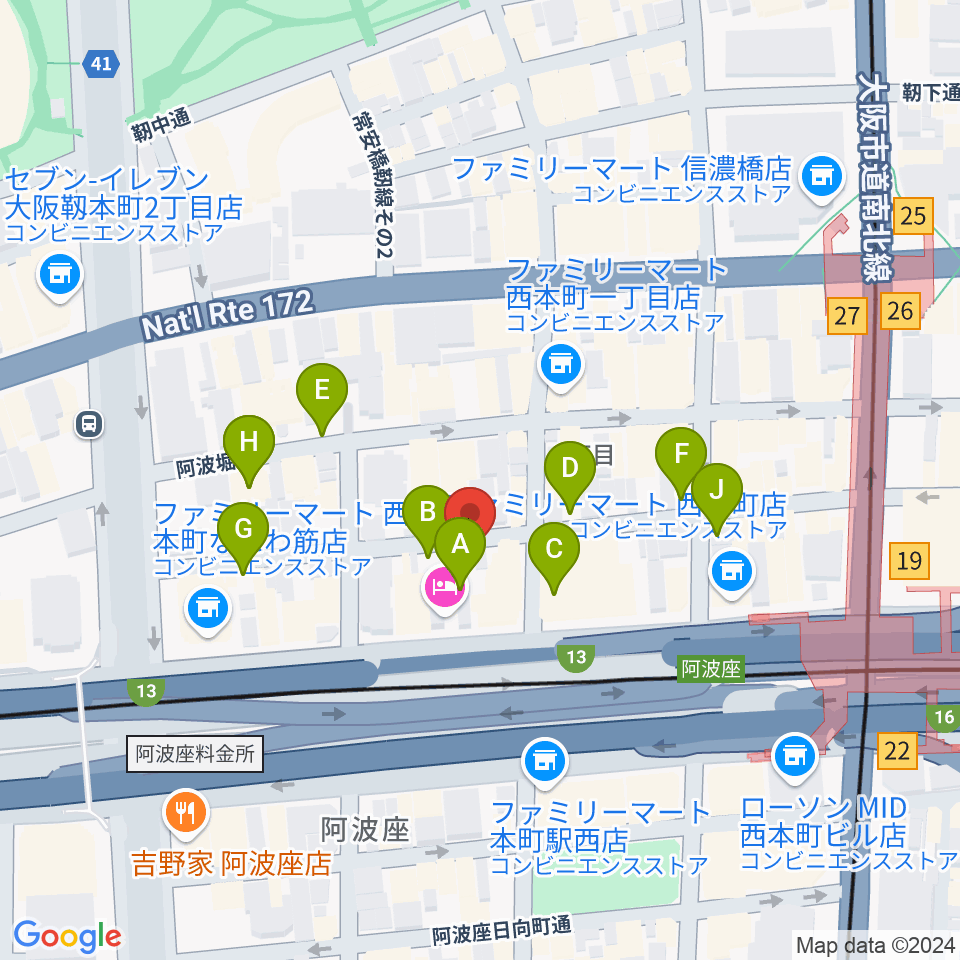 本町スタジオキューブ周辺の駐車場・コインパーキング一覧地図