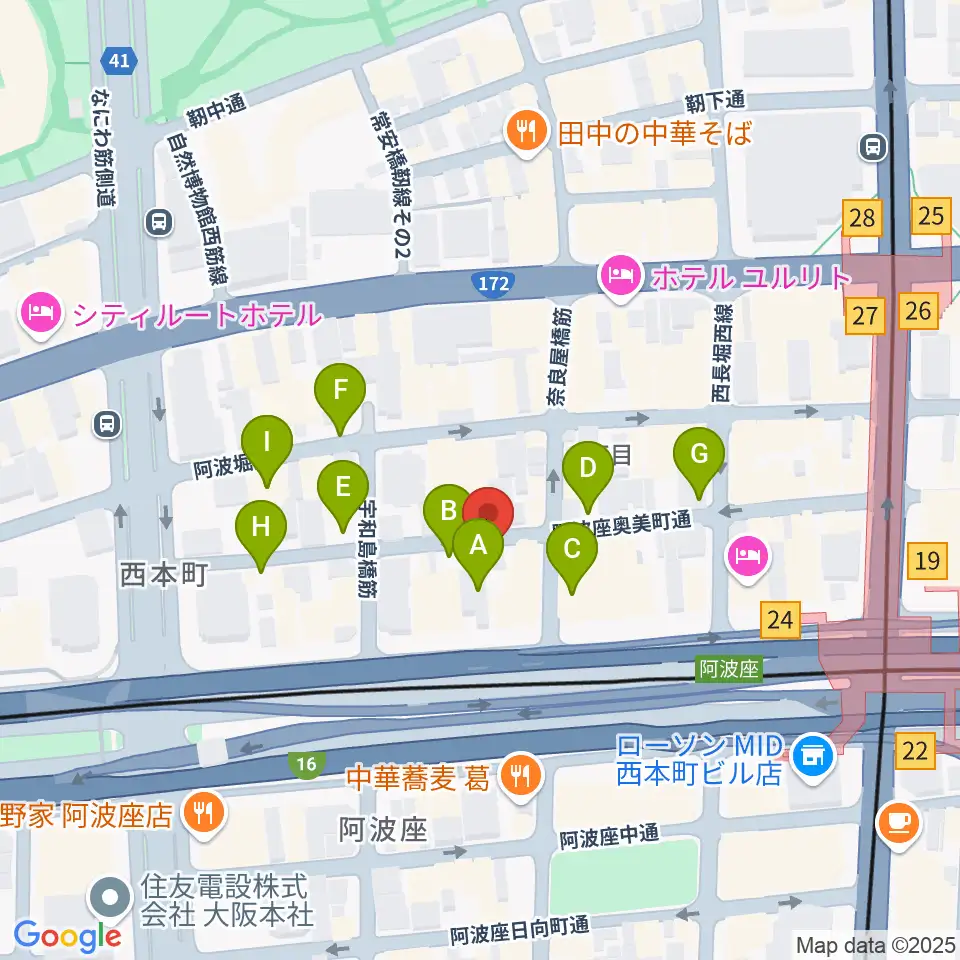 本町スタジオキューブ周辺の駐車場・コインパーキング一覧地図