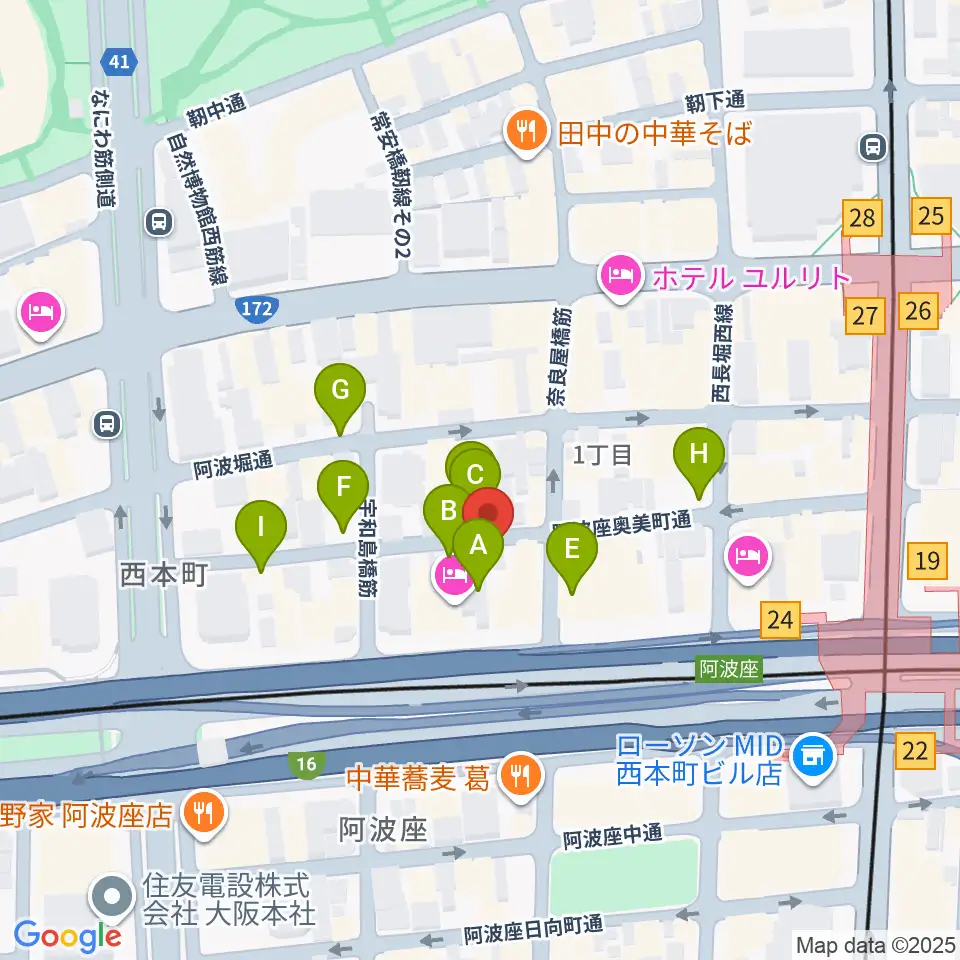 本町スタジオキューブ周辺の駐車場・コインパーキング一覧地図