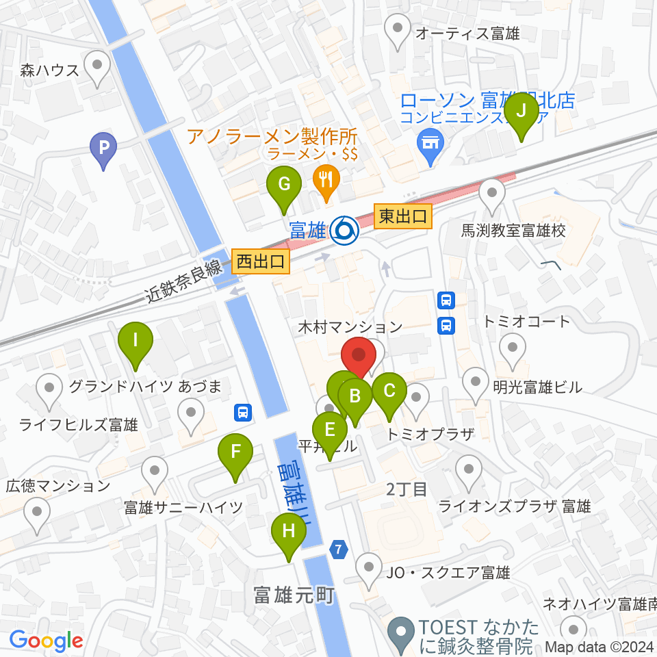 スタジオジュエル富雄店周辺の駐車場・コインパーキング一覧地図