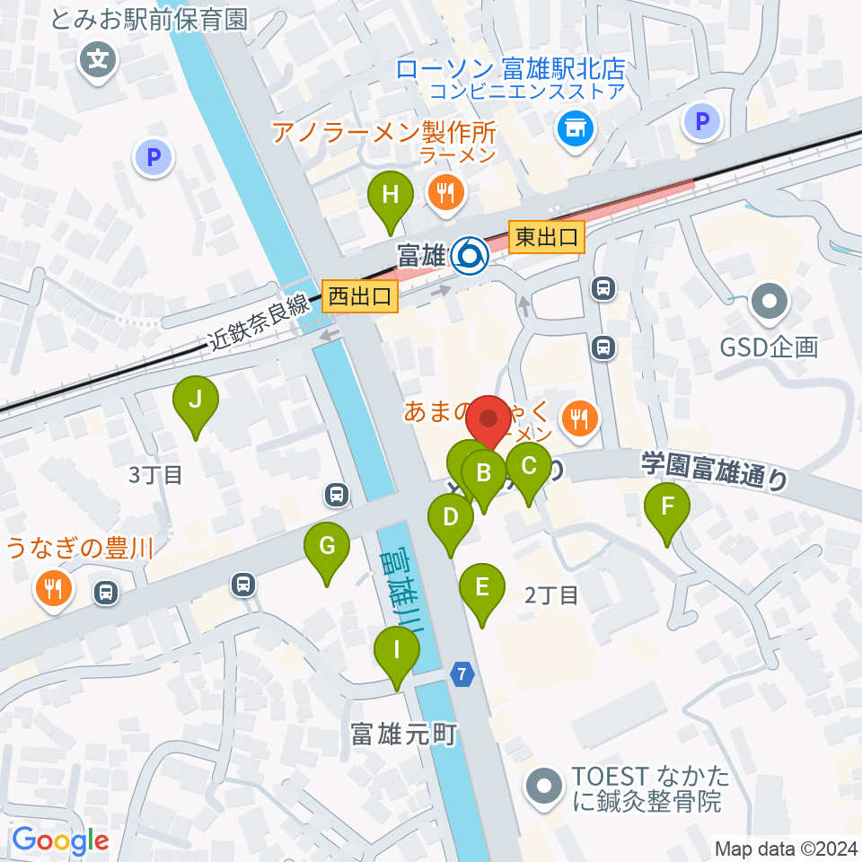 スタジオジュエル富雄店周辺の駐車場・コインパーキング一覧地図