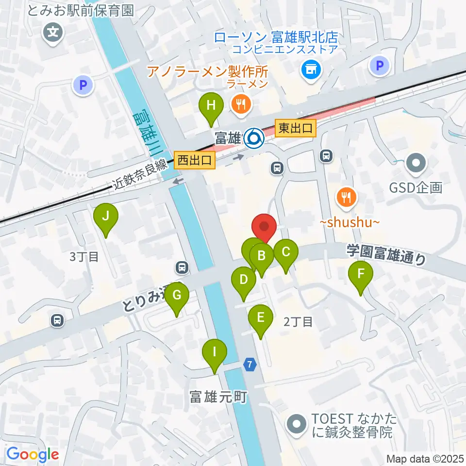 スタジオジュエル富雄店周辺の駐車場・コインパーキング一覧地図