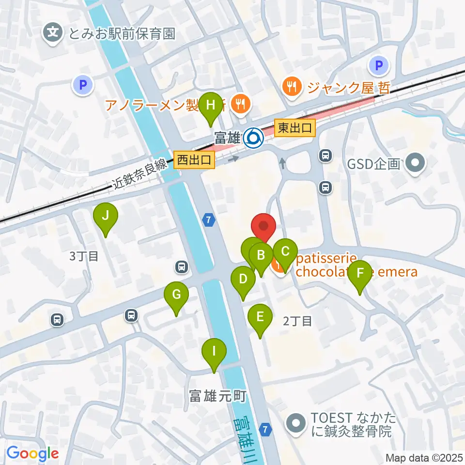 スタジオジュエル富雄店周辺の駐車場・コインパーキング一覧地図