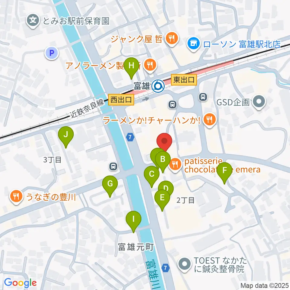 スタジオジュエル富雄店周辺の駐車場・コインパーキング一覧地図