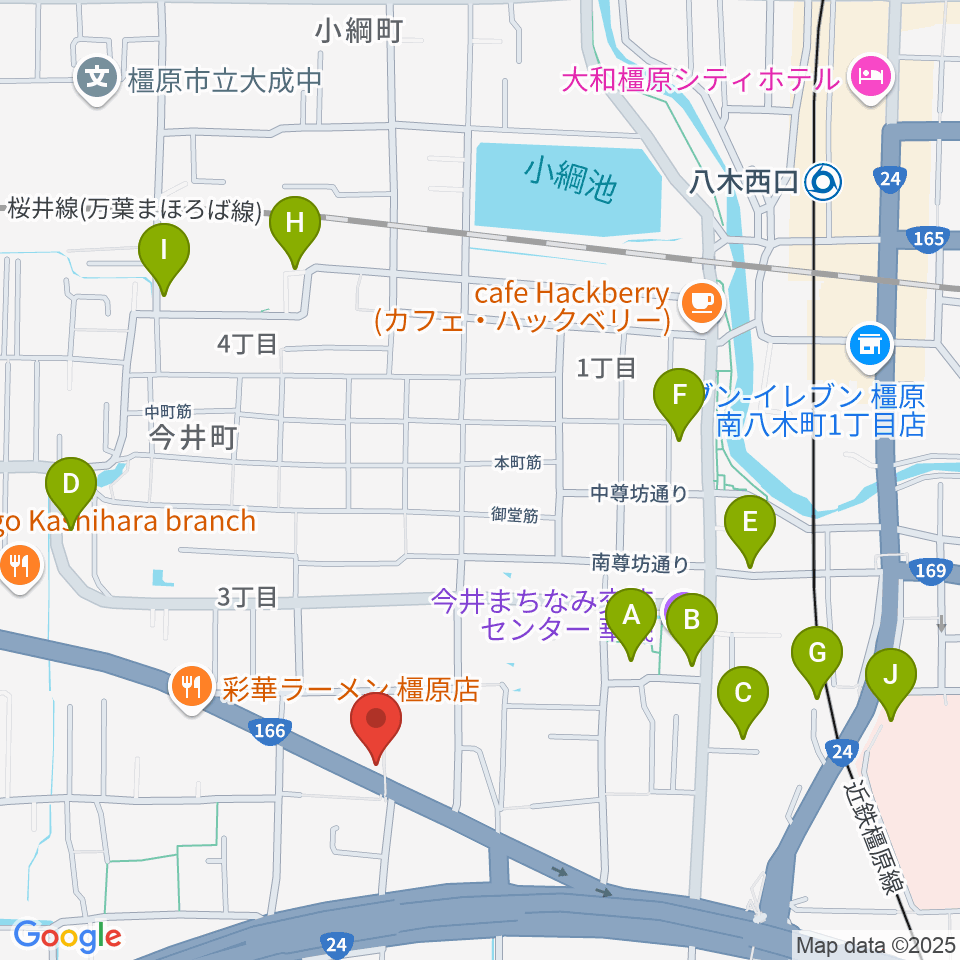 ハーツミュージックスタジオ橿原八木店周辺の駐車場・コインパーキング一覧地図