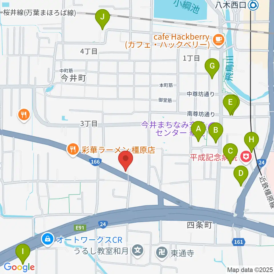 ハーツミュージックスタジオ橿原八木店周辺の駐車場・コインパーキング一覧地図