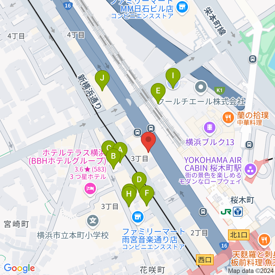 ヨコハマセーラスタジオ周辺の駐車場・コインパーキング一覧地図