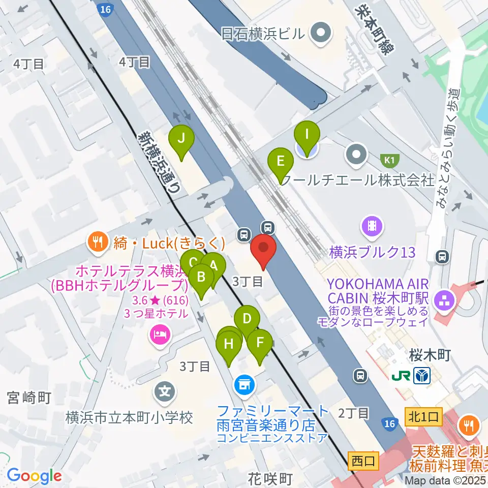 ヨコハマセーラスタジオ周辺の駐車場・コインパーキング一覧地図