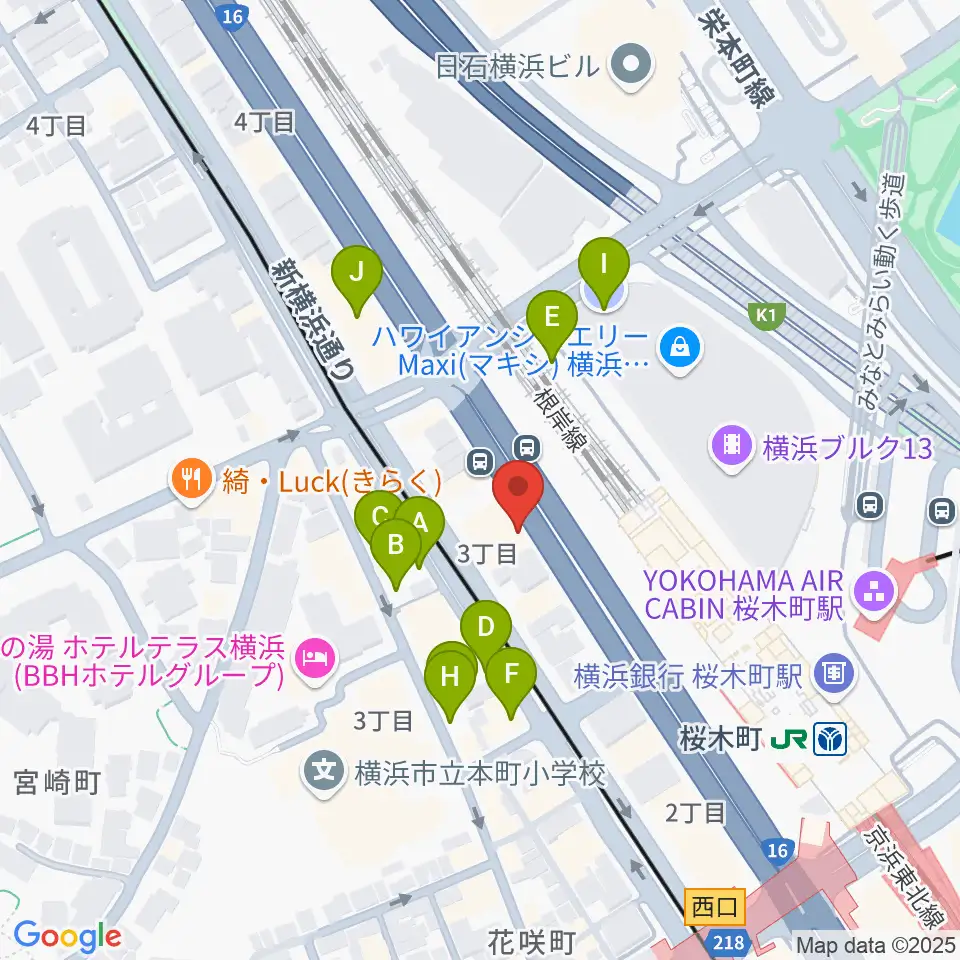 ヨコハマセーラスタジオ周辺の駐車場・コインパーキング一覧地図