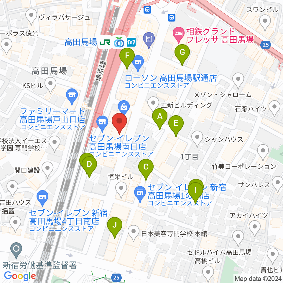 BASS ON TOP 高田馬場店周辺の駐車場・コインパーキング一覧地図
