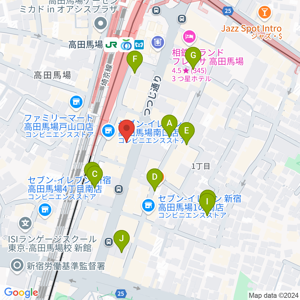 BASS ON TOP 高田馬場店周辺の駐車場・コインパーキング一覧地図