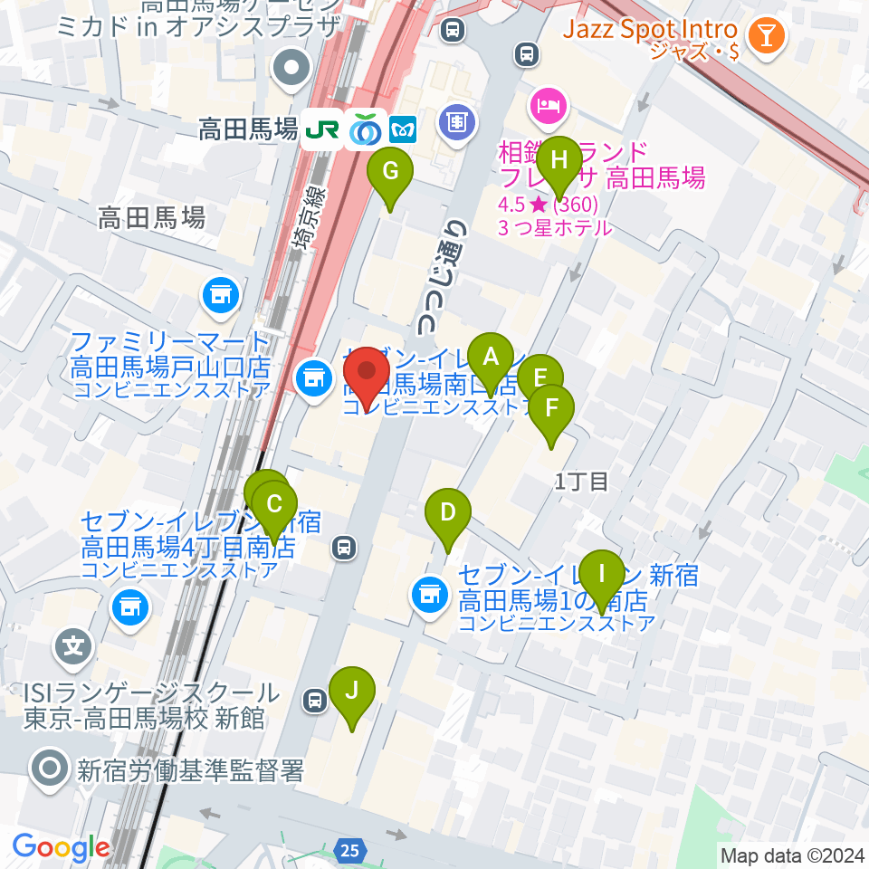 BASS ON TOP 高田馬場店周辺の駐車場・コインパーキング一覧地図