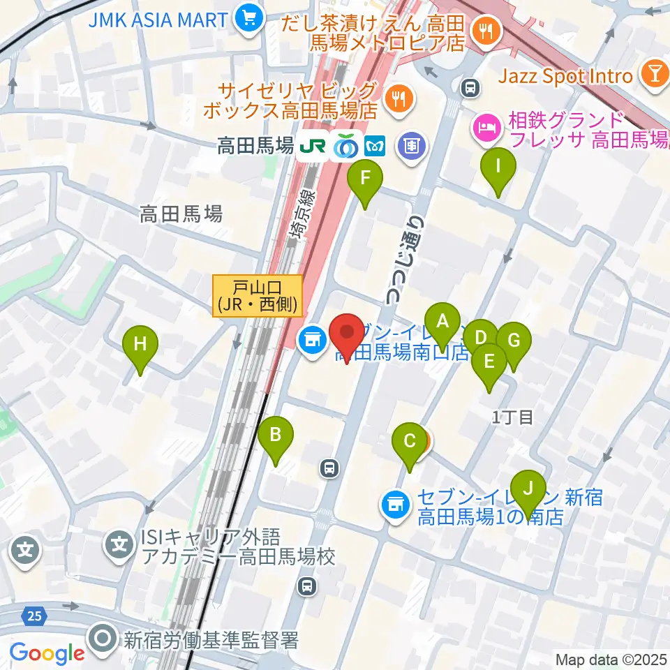 BASS ON TOP 高田馬場店周辺の駐車場・コインパーキング一覧地図