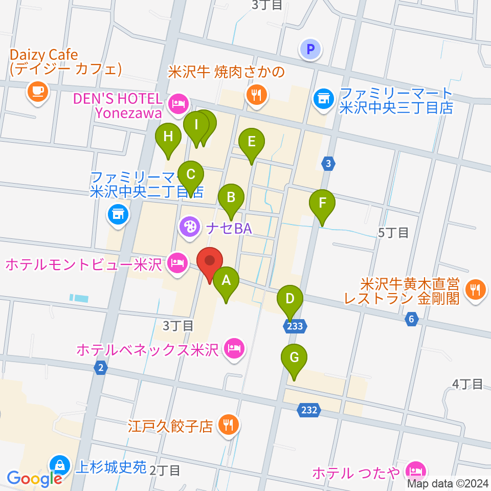 米沢LIVE ARB周辺の駐車場・コインパーキング一覧地図