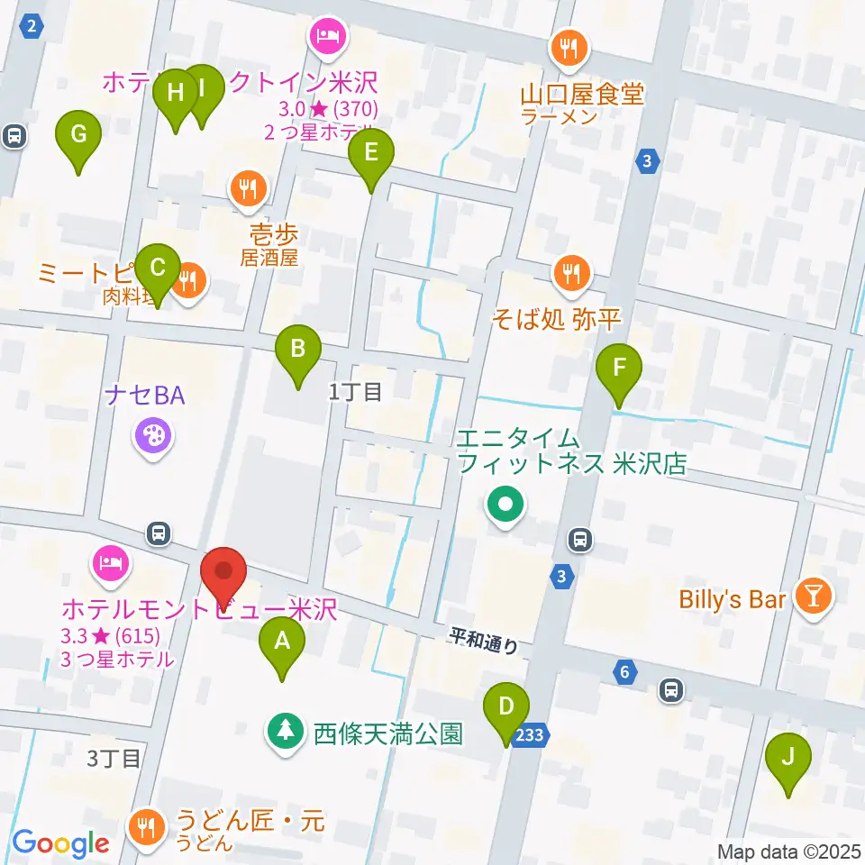 米沢LIVE ARB周辺の駐車場・コインパーキング一覧地図