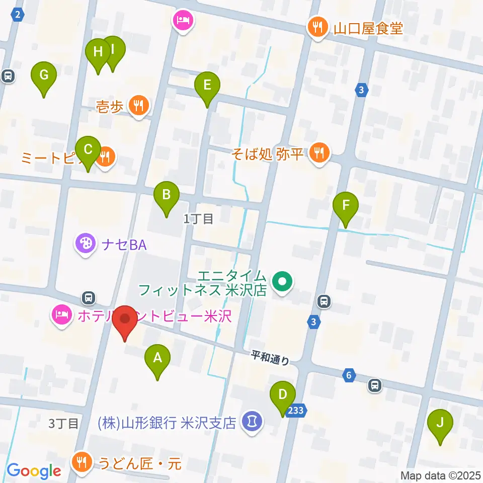 米沢LIVE ARB周辺の駐車場・コインパーキング一覧地図