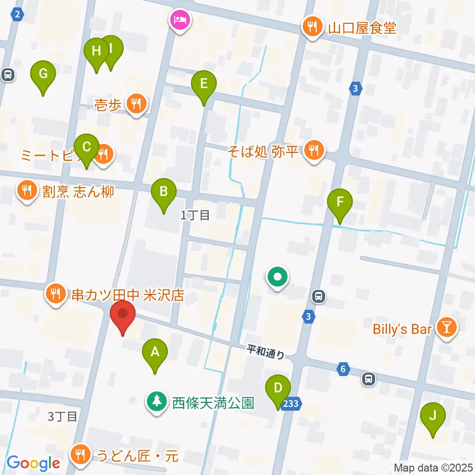米沢LIVE ARB周辺の駐車場・コインパーキング一覧地図