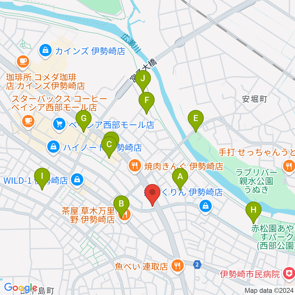 ピアノプラザ群馬 いせさき店周辺の駐車場・コインパーキング一覧地図