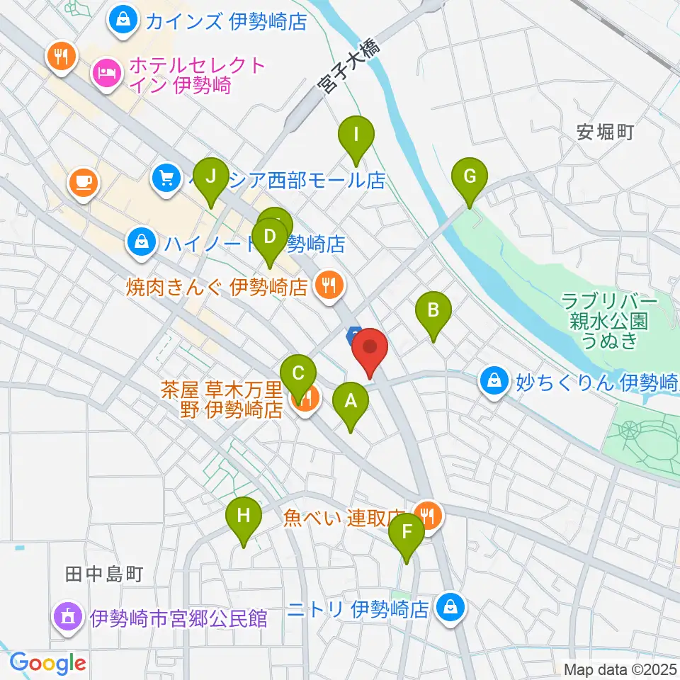 ピアノプラザ群馬 いせさき店周辺の駐車場・コインパーキング一覧地図