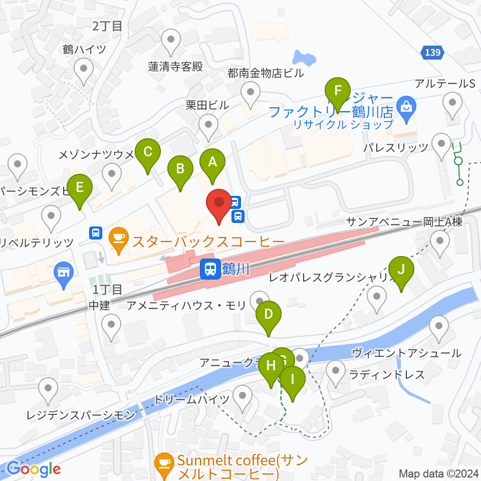 スガナミ楽器 鶴川駅前センター周辺の駐車場・コインパーキング一覧地図