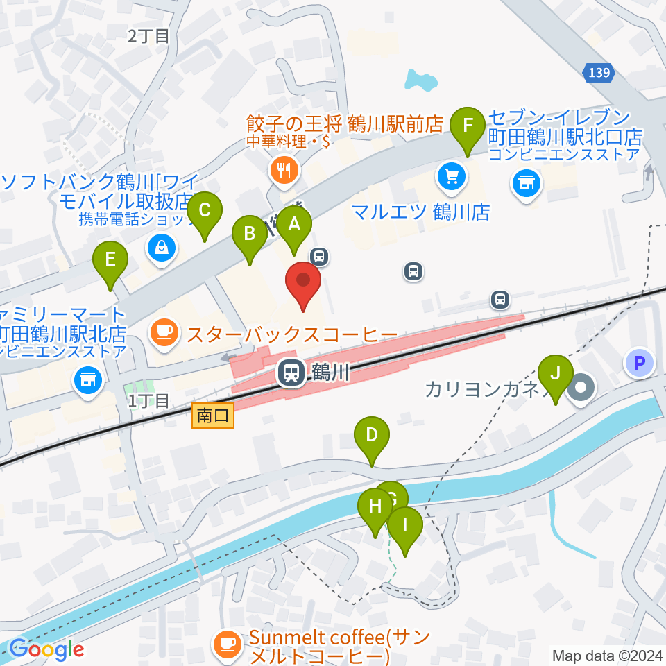 スガナミ楽器 鶴川駅前センター周辺の駐車場・コインパーキング一覧地図