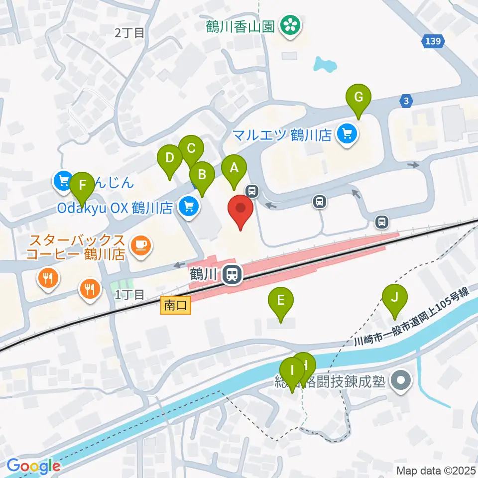 スガナミ楽器 鶴川駅前センター周辺の駐車場・コインパーキング一覧地図