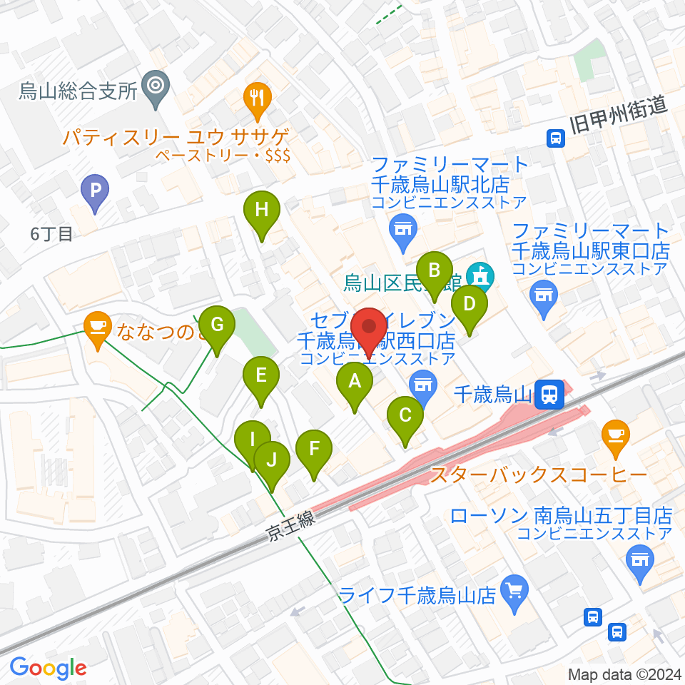 スガナミ楽器 烏山北口センター周辺の駐車場・コインパーキング一覧地図