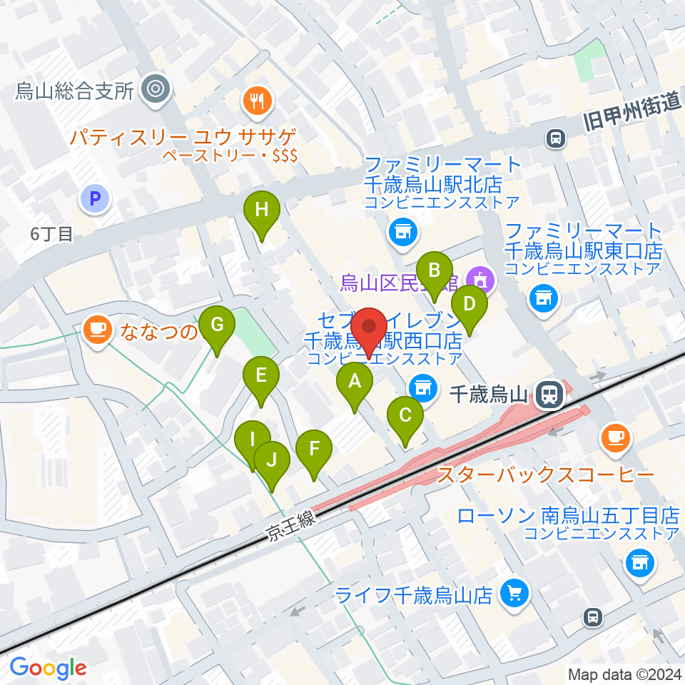 スガナミ楽器 烏山北口センター周辺の駐車場・コインパーキング一覧地図