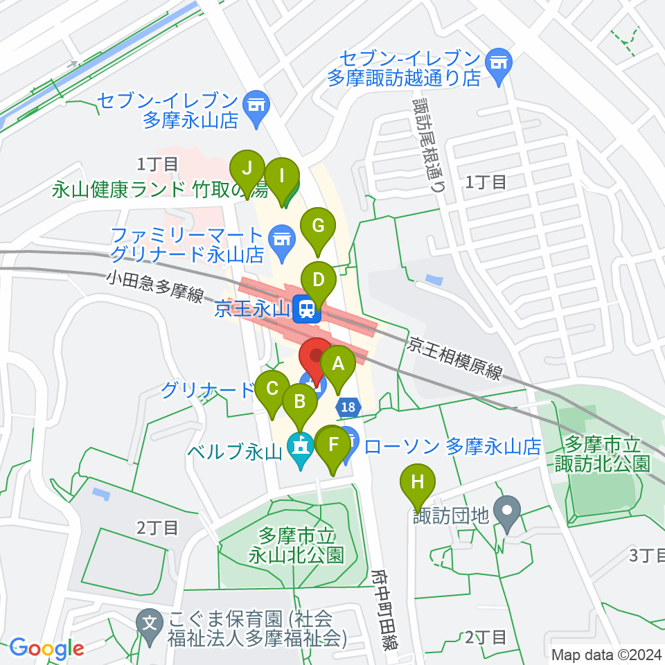 スガナミ楽器 永山センター周辺の駐車場・コインパーキング一覧地図
