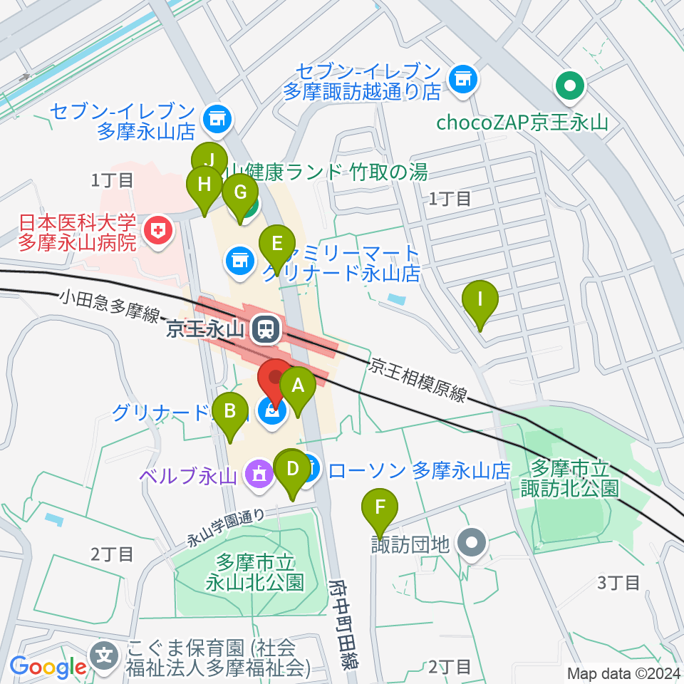 スガナミ楽器 永山センター周辺の駐車場・コインパーキング一覧地図