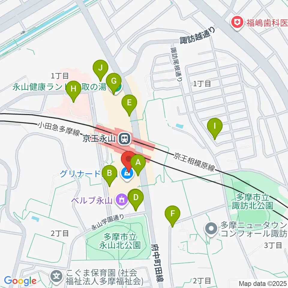 スガナミ楽器 永山センター周辺の駐車場・コインパーキング一覧地図