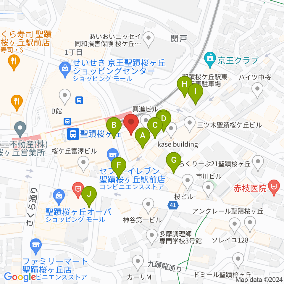 スガナミ楽器 桜ヶ丘センター周辺の駐車場・コインパーキング一覧地図