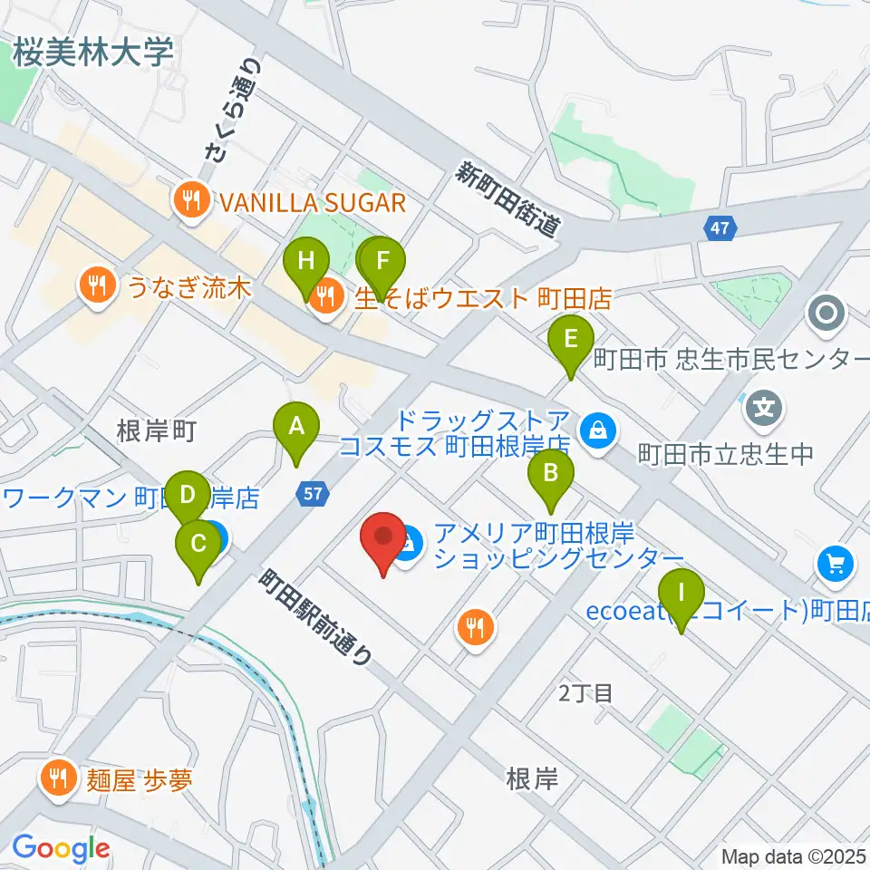 スガナミ楽器 町田根岸センター周辺の駐車場・コインパーキング一覧地図